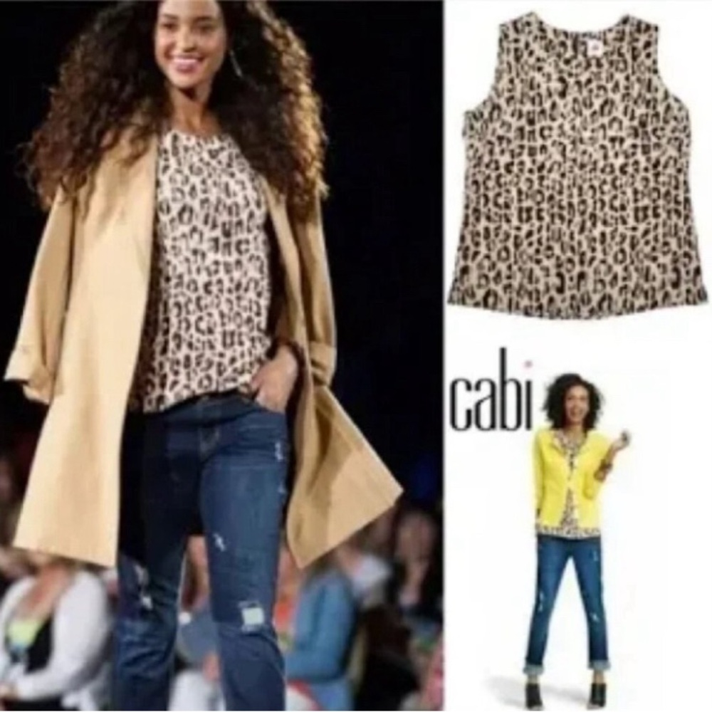 CAbi Ginger Leopard Print Tank Top BLOUSE ~ #3070 ~ Small ~ Beautiful!
